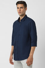 Men's Navy Casual Full Sleeves Shirt