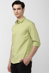 Men's Olive Casual Full Sleeves Shirt
