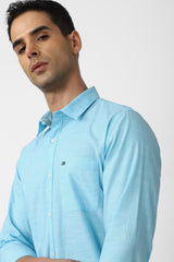 Men's Aqua Casual Full Sleeves Shirt
