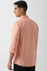 Men's Orange Casual Full Sleeves Shirt