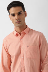 Men's Orange Casual Full Sleeves Shirt