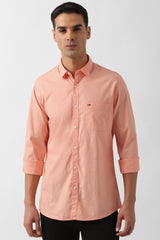 Men's Orange Casual Full Sleeves Shirt