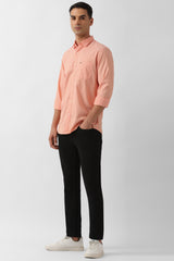 Men's Orange Casual Full Sleeves Shirt