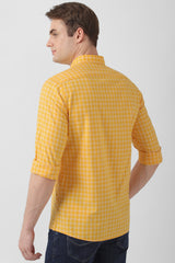 Men's Yellow Casual Full Sleeves Shirt