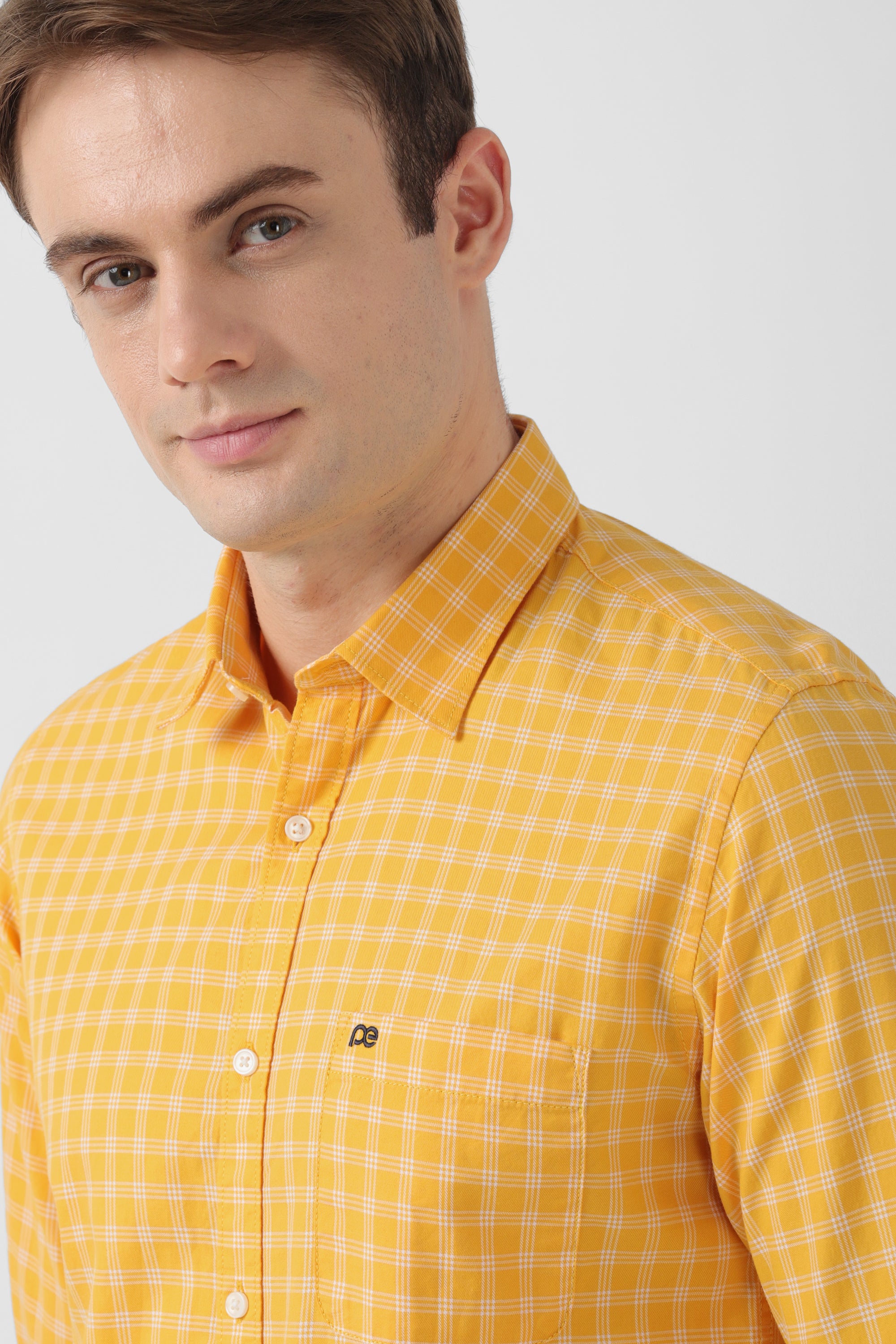 Men's Yellow Casual Full Sleeves Shirt