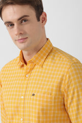 Men's Yellow Casual Full Sleeves Shirt