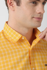 Men's Yellow Casual Full Sleeves Shirt