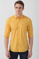 Men's Yellow Casual Full Sleeves Shirt