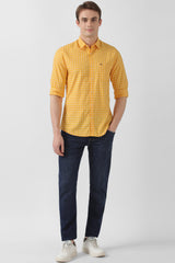 Men's Yellow Casual Full Sleeves Shirt