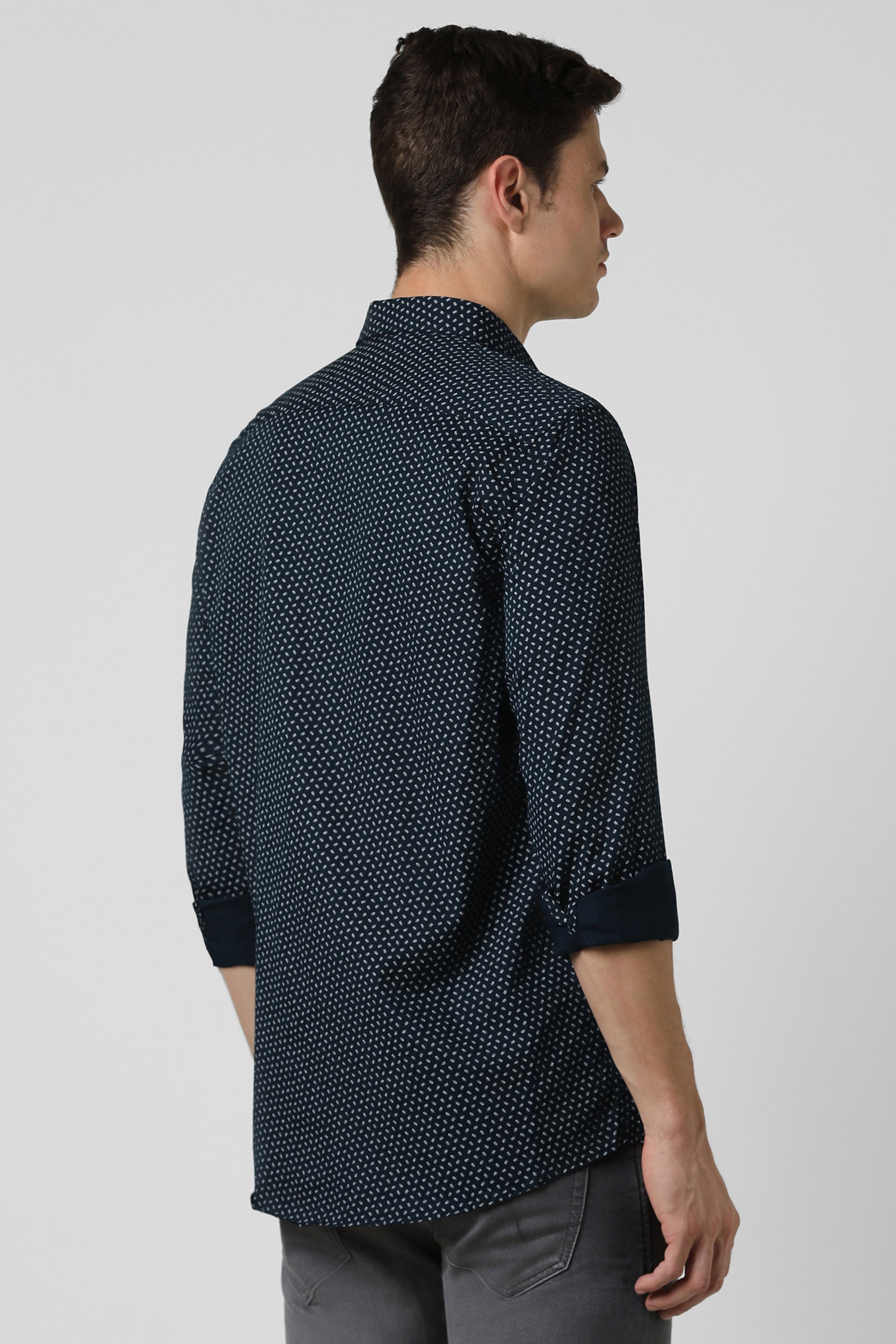 Men's Navy Casual Full Sleeves Shirt