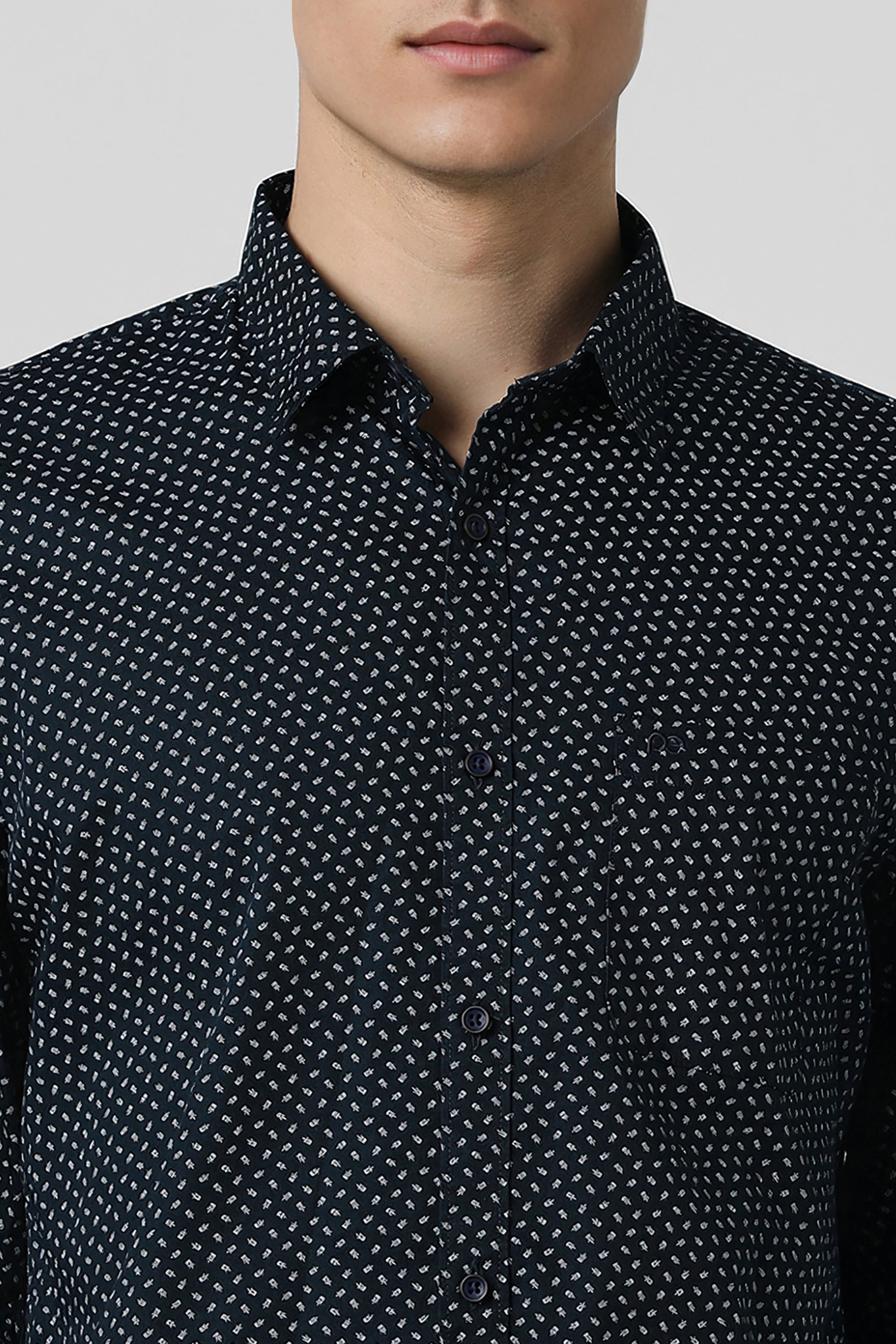 Men's Navy Casual Full Sleeves Shirt