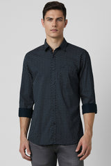 Men's Navy Casual Full Sleeves Shirt