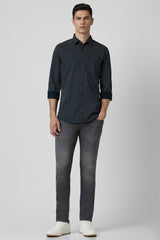 Men's Navy Casual Full Sleeves Shirt