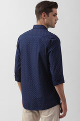 Men's Navy Casual Full Sleeves Shirt