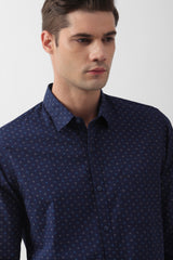 Men's Navy Casual Full Sleeves Shirt