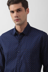 Men's Navy Casual Full Sleeves Shirt