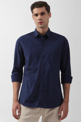 Men's Navy Casual Full Sleeves Shirt
