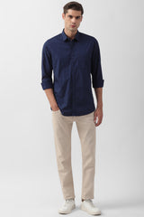 Men's Navy Casual Full Sleeves Shirt