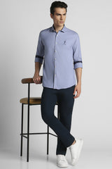Men's Blue Casual Full Sleeves Shirt