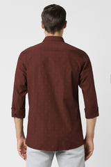 Men's Maroon Casual Full Sleeves Shirt