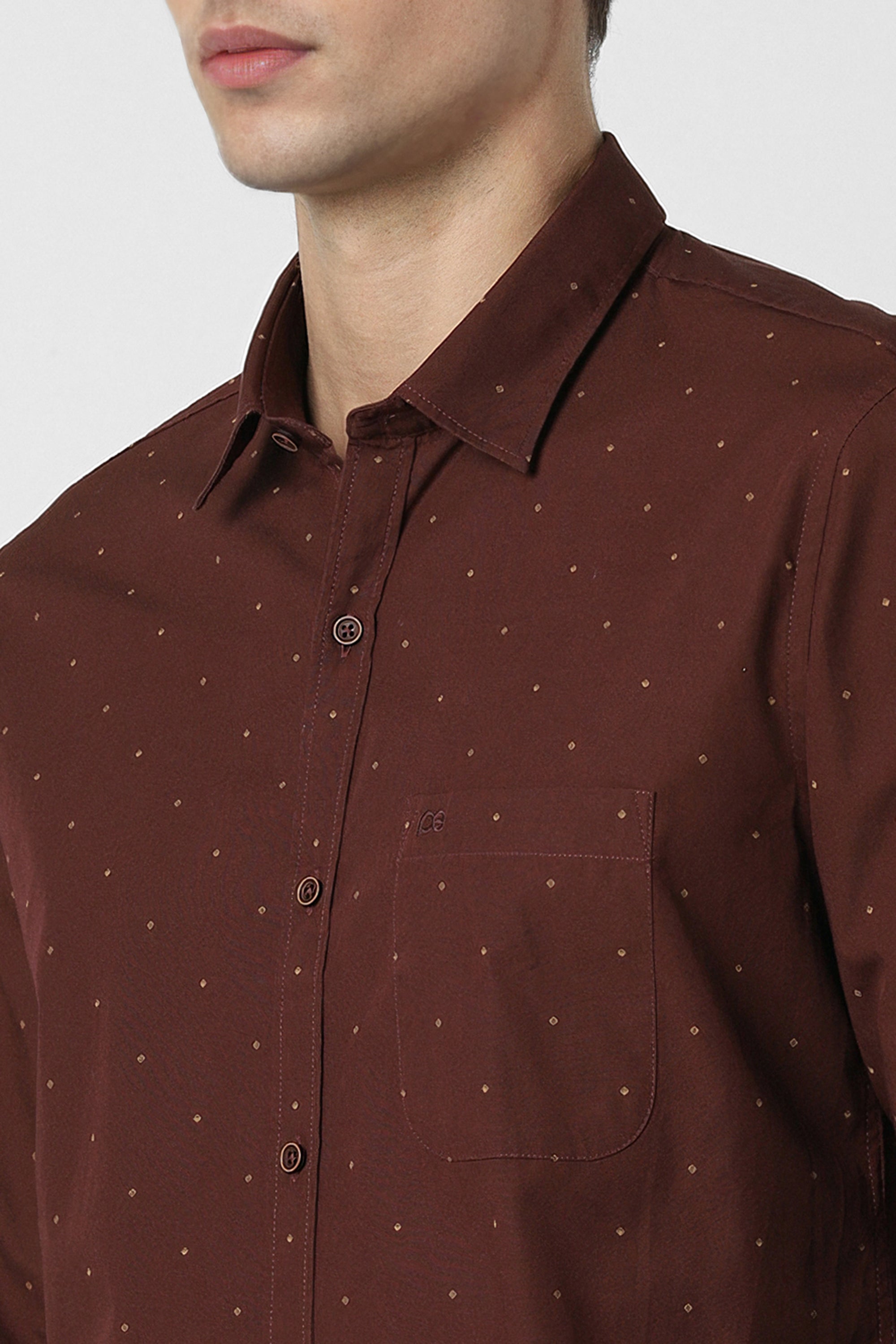 Men's Maroon Casual Full Sleeves Shirt