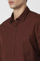 Men's Maroon Casual Full Sleeves Shirt