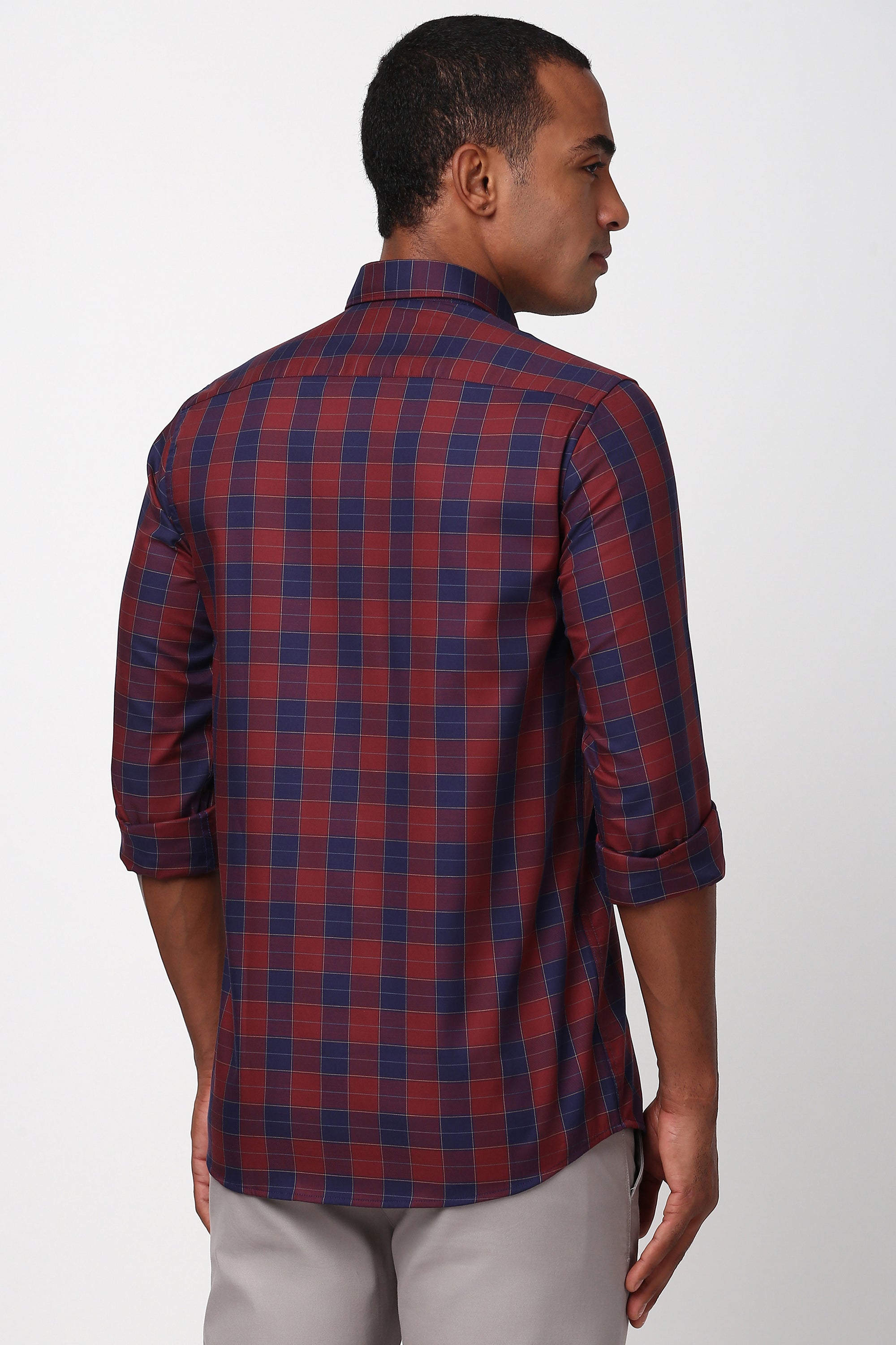 Men's Navy Casual Full Sleeves Shirt