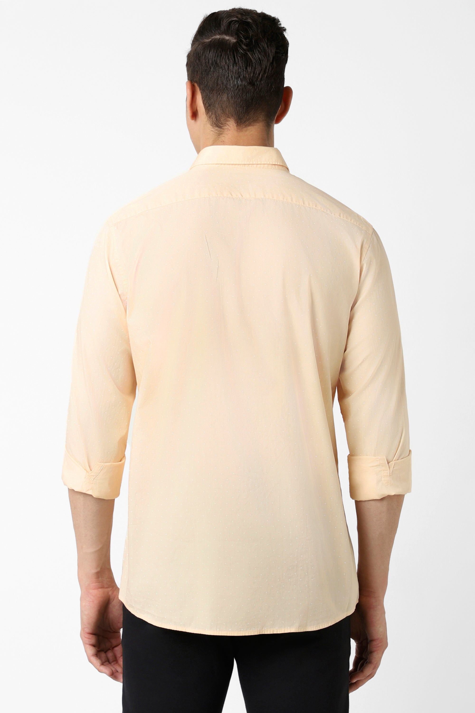 Men's Peach Casual Full Sleeves Shirt