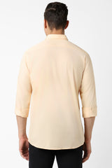 Men's Peach Casual Full Sleeves Shirt