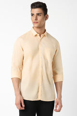 Men's Peach Casual Full Sleeves Shirt