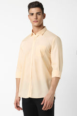 Men's Peach Casual Full Sleeves Shirt