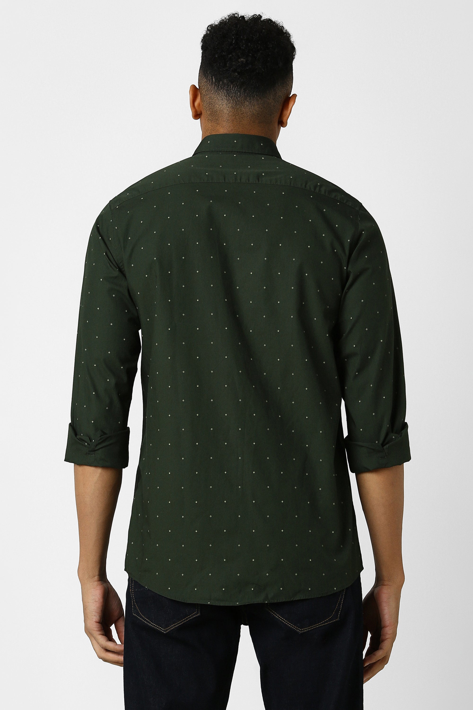 Men's Green Casual Full Sleeves Shirt