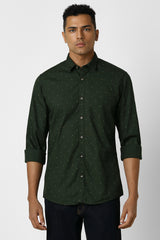 Men's Green Casual Full Sleeves Shirt