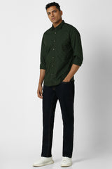 Men's Green Casual Full Sleeves Shirt