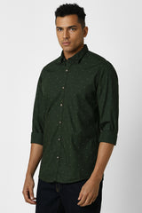 Men's Green Casual Full Sleeves Shirt