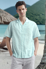 Men's Aqua Casual Half Sleeves Shirt