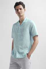 Men's Aqua Casual Half Sleeves Shirt
