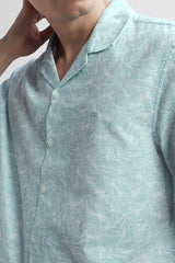 Men's Aqua Casual Half Sleeves Shirt
