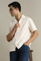 Men's Cream Casual Half Sleeves Shirt