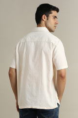 Men's Cream Casual Half Sleeves Shirt