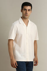 Men's Cream Casual Half Sleeves Shirt