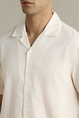 Men's Cream Casual Half Sleeves Shirt