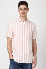Men's Pink Casual Half Sleeves Shirt