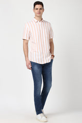 Men's Pink Casual Half Sleeves Shirt