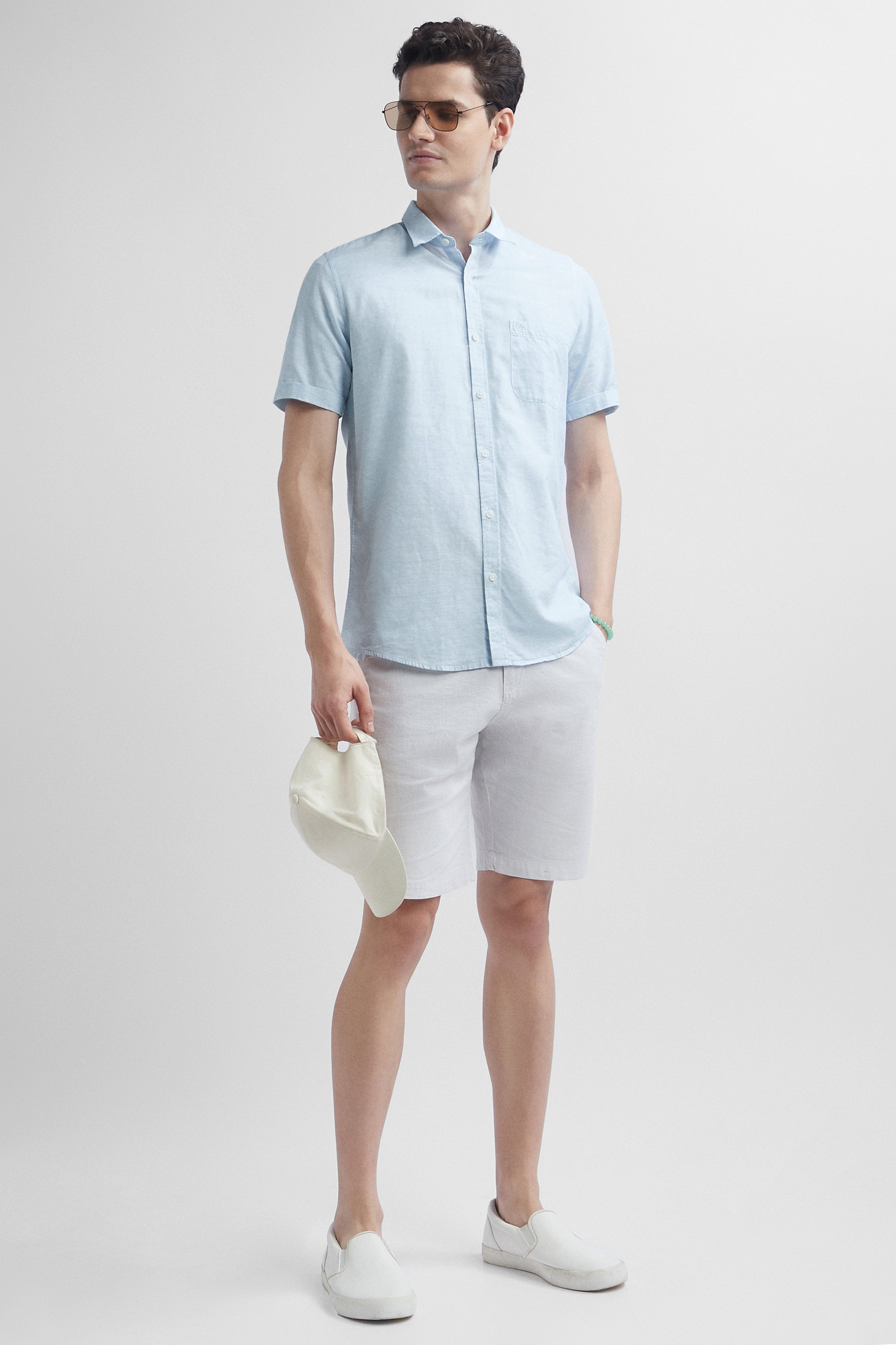 Men's Blue Casual Half Sleeves Shirt
