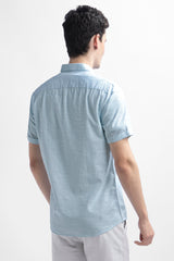 Men's Blue Casual Half Sleeves Shirt