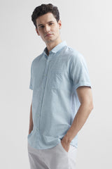 Men's Blue Casual Half Sleeves Shirt
