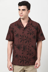 Men's Rust Casual Half Sleeves Shirt