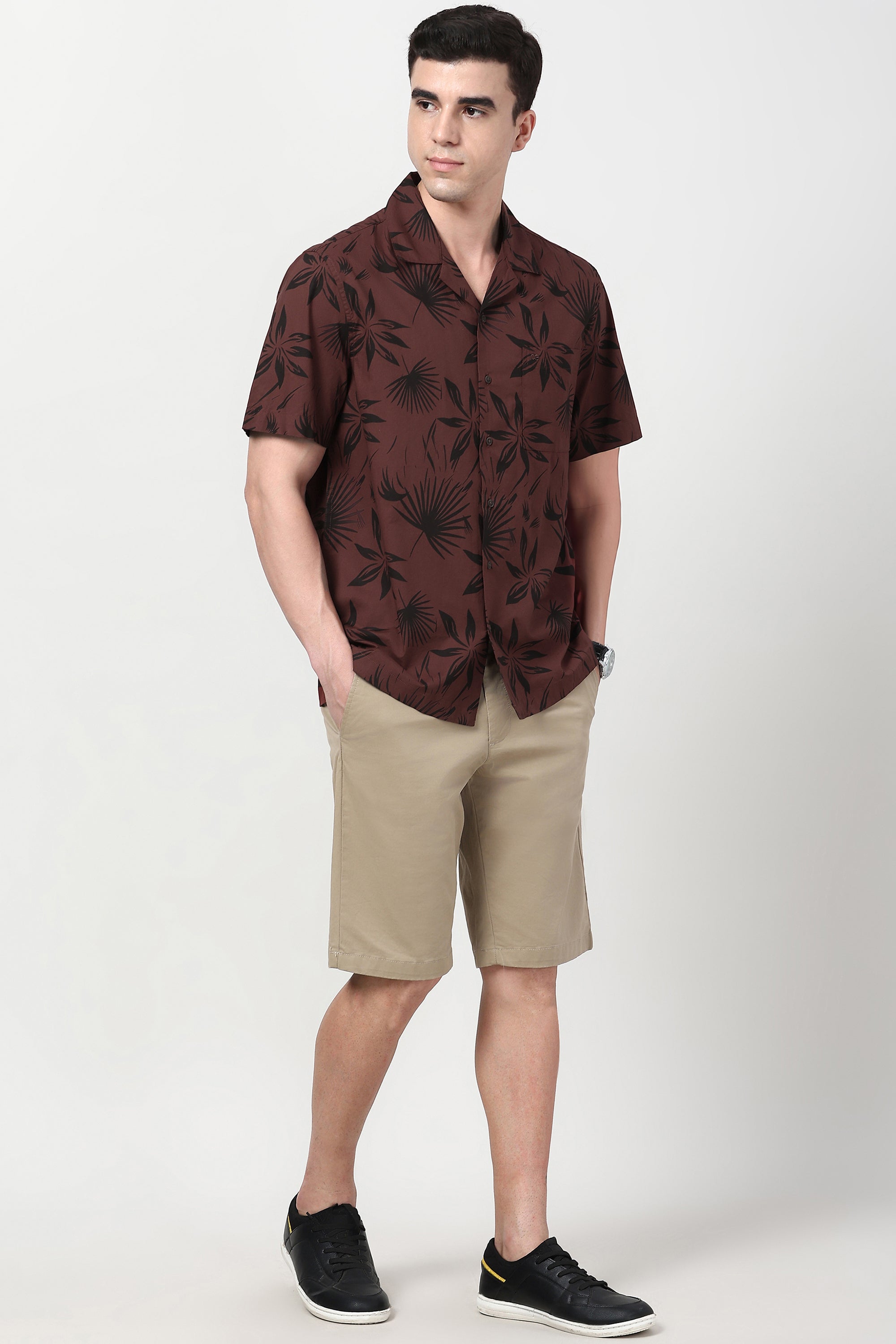 Men's Rust Casual Half Sleeves Shirt