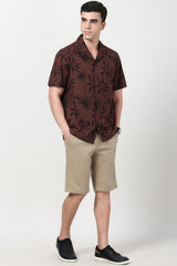 Men's Rust Casual Half Sleeves Shirt